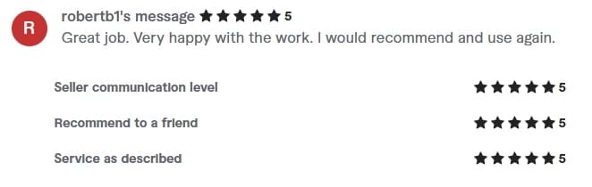 Verified Fiverr review of StackStead Solutions from a client