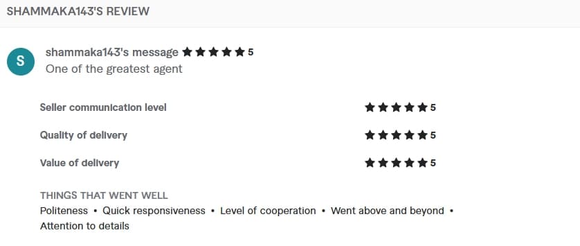 Verified Fiverr review of StackStead Solutions from a client