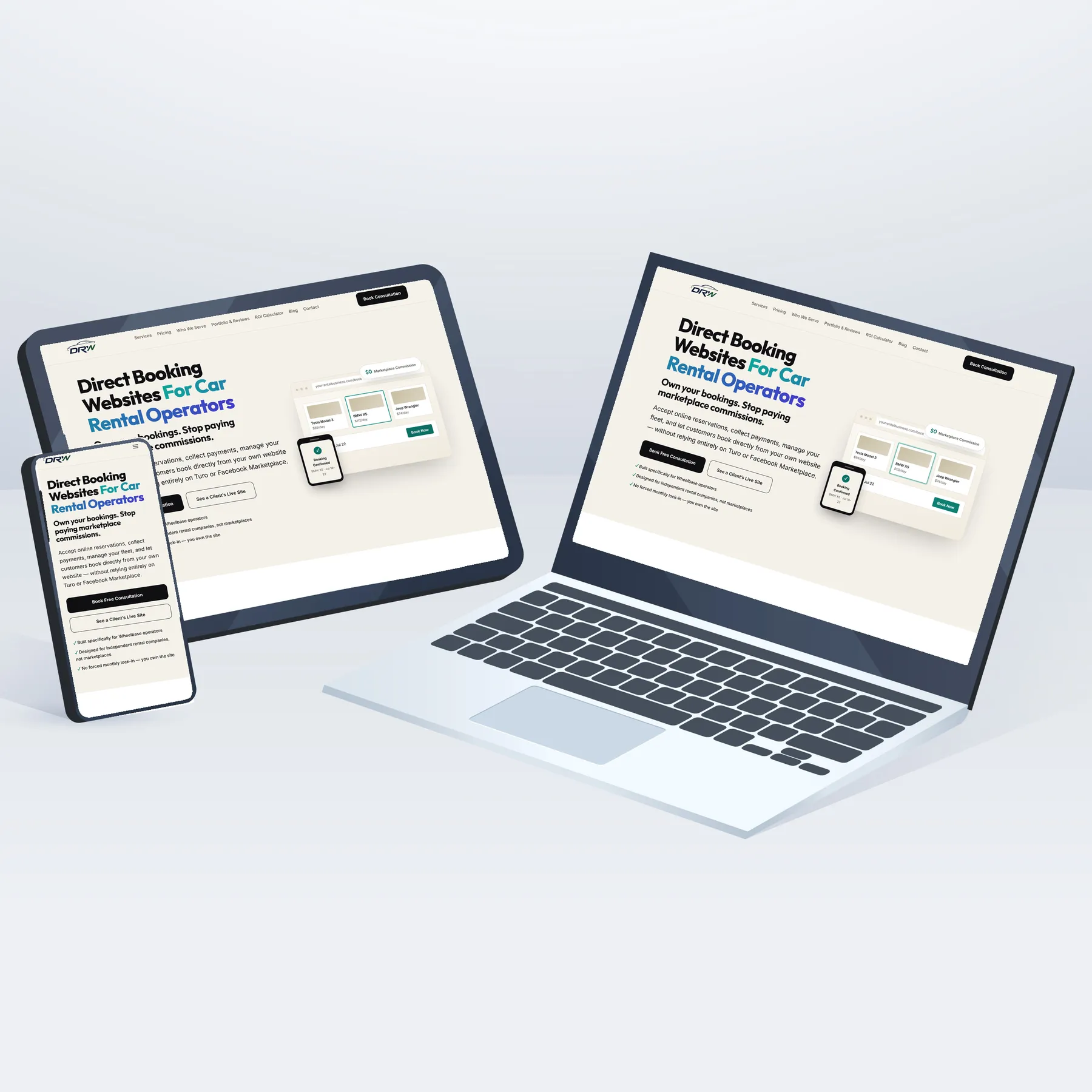 DirectRentalWebsites home page: direct booking websites for car rental operators